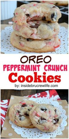 Peppermint Crunch Cookies, Peppermint Crunch, Crunch Cookies, Chocolate Cookie Recipes, Oreo Dessert, Oreo Cookie, Chip Cookie Recipe, Köstliche Desserts, Christmas Cooking