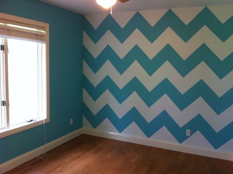 Chevron accent wall Chevron Accent Wall, Chevron Walls, Chevron Wall, Wall Paint Designs, Family Wall, Room Decorations, Parking Lot, Baby Ideas, Wall Color