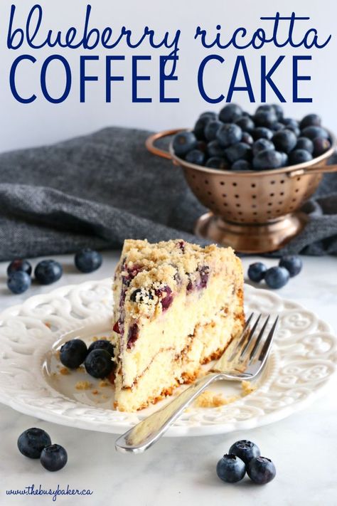 Ricotta Coffee Cake, Fluffy Coffee Cake, Fluffy Coffee, Streusel Topping Recipe, Blueberry Ricotta, Cakes To Make, Blueberry Coffee, Blueberry Coffee Cake, Coffee Cakes