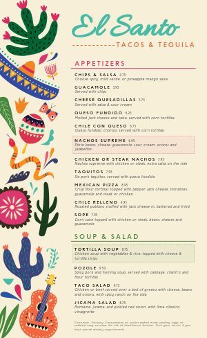 MustHaveMenus - Create Your Design Menu Design Mexican, Mexican Food Menu Design, Mexican Menu Design, Mexican Restaurant Menu, Mexican Food Menu, Goat Ideas, Mexican Restaurant Design, Mexican Cocktails, Restaurant Inspiration