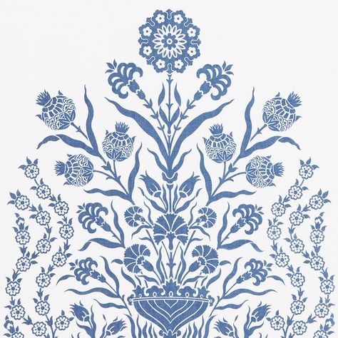 Iznik Pottery, Chinoiserie Motifs, Schumacher Fabric, Fabric Ottoman, Blue Pottery, Digital Flowers, Blue Decor, Sheer Fabric, Drapery Fabric