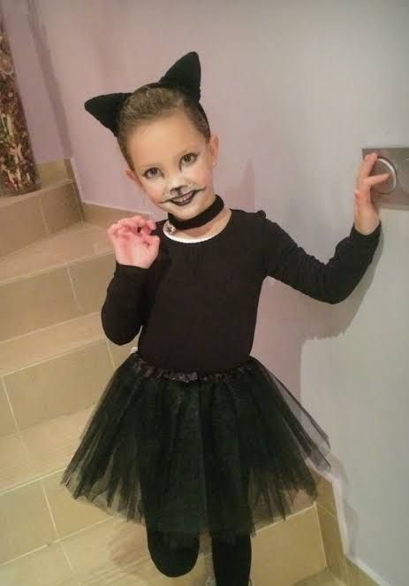 Black Cat Costume For Kids, Toddler Cat Costume, Football Halloween Costume, Diy Girls Costumes, Cat Girl Costume, Cat Costume Kids, Halloween Makeup For Kids, Cat Costume Diy, Kitten Costumes