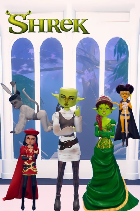 Roblox Dress to Impress looks inspired by the Shrek Characters Shrek, Fiona, Lord Farquaad, Donkey, and Puss in Boots Shrek Dti Outfit, Shrek Dress To Impress, Lord Farquaad Dress To Impress, Shrek Outfit, Shrek Dress, Shrek Characters, Shrek Fiona, Shrek Character, Duo Dress