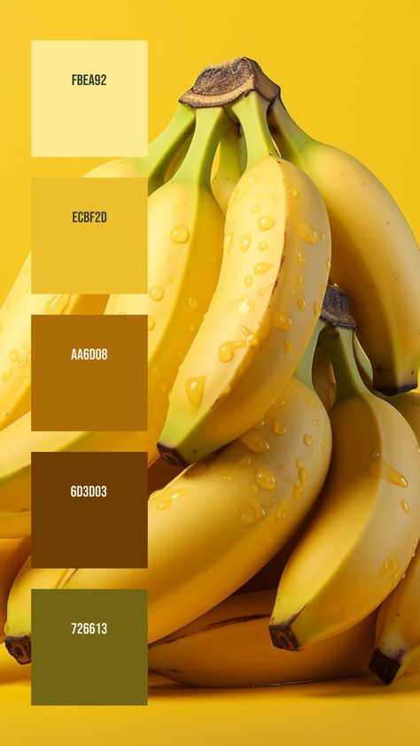 Colors:
FBEA92
ECBF2D
AA6D08
6D3D03
726613 Yellow Mustard Color Palette, Color Palate Canva, Banana Color Palette, Yellow Brand Color Palette, Yellow And Brown Color Palette, Yellow Color Palette Colour Schemes, Yellow Moodboard Aesthetic, Food Color Palette, Yellow Pallet