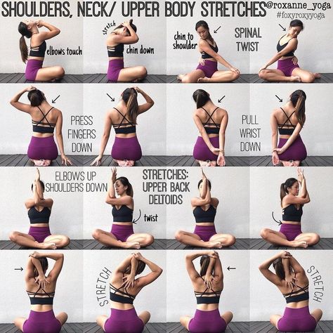 Neck And Shoulder Stretches, Bow Legged Correction, Upper Body Stretches, Beginner Pilates, Shoulder Stretches, Cardio Yoga, Beginner Workouts, Pilates Video, Yoga Beginners