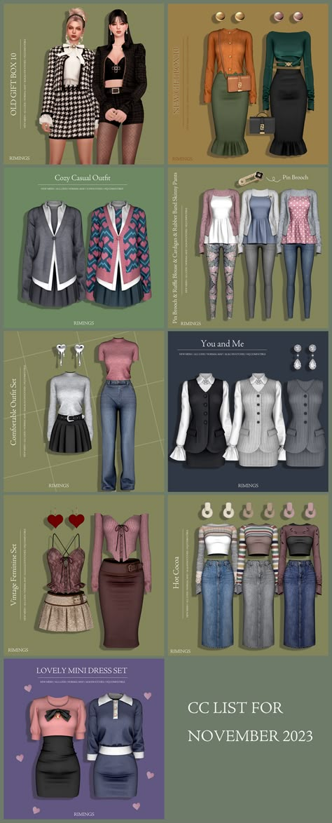 💖 CC LIST FOR NOVEMBER 2023 | RIMINGS Sims Clothes Pack, Sims 4 Binder Cc, Sims 4 Cc Rimings Clothes, Cc List Sims 4, Sims 4 Rimings Cc, Rimming Sims 4 Cc, Sims 4 Cc Clothes Zip Files, Sims 4 Cc Packs Patreon, Sims 4 Outfits Cc Patreon