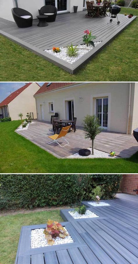 24+ Best White Gravel Landscaping Ideas & Designs For 2019 Gravel Landscaping, Floating Deck, Deck Designs Backyard, Diy Raised Garden, Raised Garden Beds Diy, Deck Designs, Decks Backyard, Back Yard Ideas, Backyard Deck