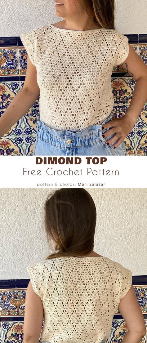 Summer Top Ideas Free Crochet Patterns Crochet Top Ideas, Crochet Tee, Crochet Blouses, Crochet Sweater Pattern Free, Crochet Wearables, Crochet Ladies Tops, Crochet Tops Free Patterns, Crochet Summer Tops, Crochet Sweaters