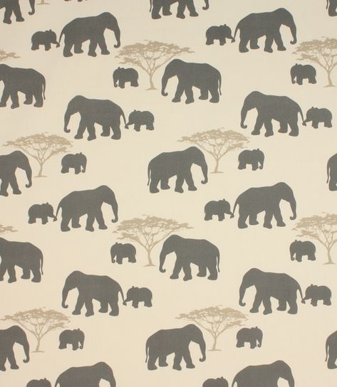 Printed Cotton Curtain, Geometric Shapes Drawing, Indian Animals, Oilcloth Tablecloth, Elephant Fabric, Grey Curtains, Grey Elephant, Contemporary Fabric, Elephant Pattern