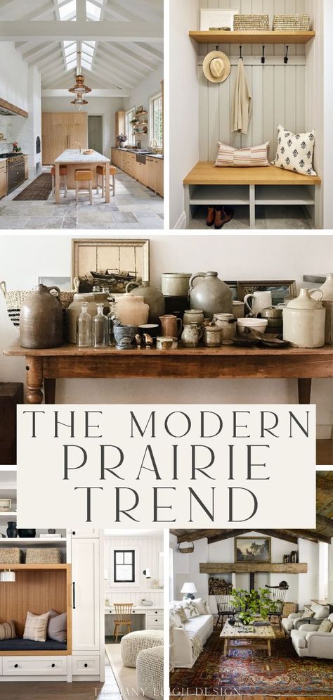 Prairie Style Houses Exterior Ranch, Prairie Style Living Room, Modern Prairie Style Interior, Prairie Style Bathroom, Modern Prairie Interior, Pioneer Style Home, Prairie Home Decor, Prairie Ranch Exterior, Ranch Style House Interior Makeover