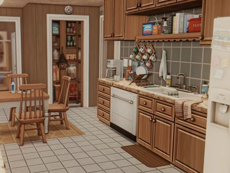 (2) the Pierce family kitchen prev – @bobnewbie on Tumblr Sims 4 Family Kitchen Ideas, Kitchens Sims 4, Sims 4 Farmhouse Kitchen, Sims 3 Kitchen, University Kitchen, Sims Kitchen, Sims 4 Family House, Sims4 Lookbook, Sims Interior