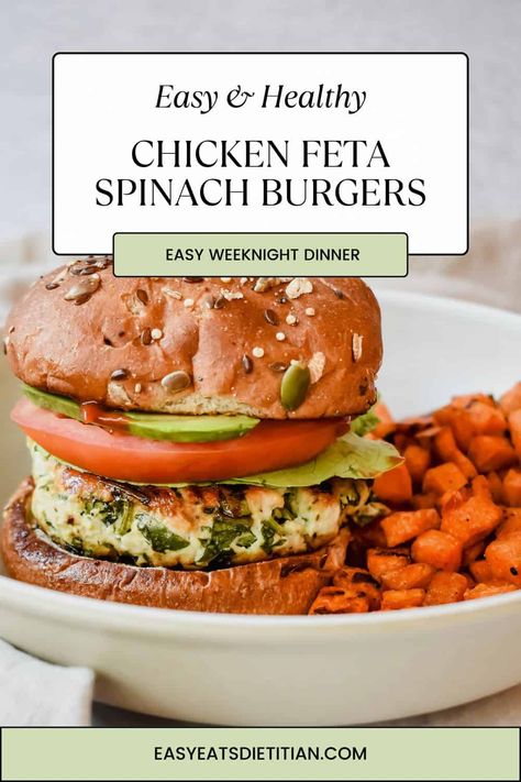 Chicken Feta Spinach Burgers Spinach Feta Chicken Burgers, Chicken Spinach Burgers, Feta Chicken Burgers, Spinach Feta Chicken, Zesty Quinoa Salad, Spinach Burgers, Chicken Feta, Chicken With Italian Seasoning, Feta Chicken