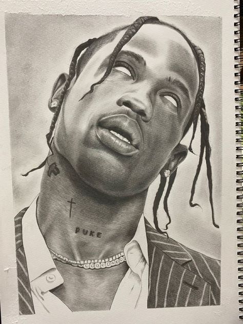 Rappers Sketch, Travis Scott Sketch, Rappers Drawing, Travis Scott Drawing, Rapper Drawings, Celeb Drawings, Easy Graffiti Drawings, Celebrity Art Portraits, Hip Hop Artwork