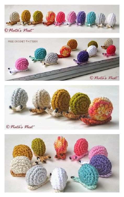 Mini Crochet Snail Free Pattern, Snail Bookmark Crochet, Micro Crochet Animals, Crochet Small Snail Free Pattern, Free Crochet Snail Patterns, Free Snail Crochet Pattern, Microcrochet Amigurumi, Micro Amigurumi Free Pattern, Free Micro Crochet Patterns