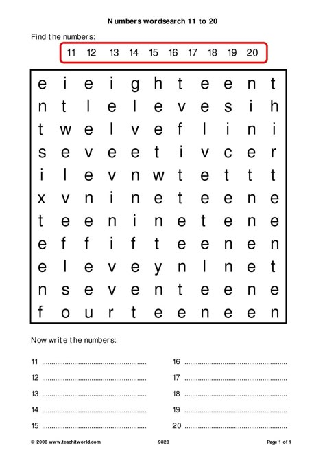 11 To 20 Number Names, Number Names 11 To 20 Worksheet, Number 11-20 Worksheets Free, Numbers From 1 To 20 Worksheets, Numbers To 20 Activities, 11-20 Number Worksheets, Numbers 1 20 Worksheets Free Printable, Numbers 11-20, Activities About Numbers