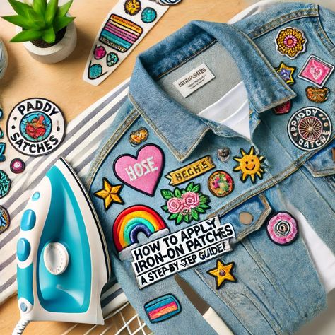 How to Apply Iron-On Patches: Step-by-Step Guide | Paddy's Patches How To Put Patches On Jean Jacket, Iron On Patches Ideas Clothes Diy, How To Make Iron On Patches, How To Iron On Patches, Diy Iron On Patches Sweatshirt, Iron On Patches Sweatshirt Ideas, Patch Jacket Ideas, Iron On Patches Ideas, Iron On Patches Ideas Clothes