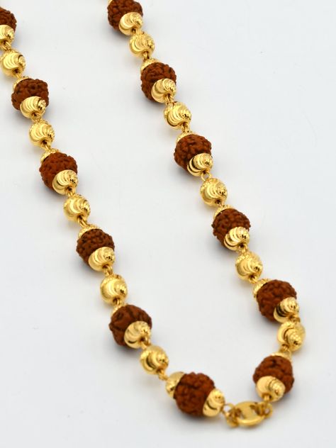 22ct Gold Rudraksh Long Chain - 72 cm - Roop Darshan 22ct Gold Jewellery, Ethnic Clothes, Shiva Family, Rudraksha Mala, Gold Chain Design, Mens Gold Bracelets, Ethnic Outfits, Box Packing, Gold Bracelets