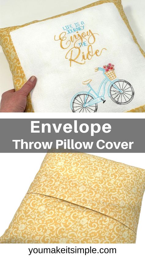 Pillow Covers For Couch, Cute Colorful Throw Pillows, 16x16 Pillow Cover Diy, How To Make An Envelope Pillow Cover, Making Throw Pillow Covers, Envelope Pillow Cover Tutorial Easy Diy, Cross Stitch Pillow Finishing Ideas, Envelope Pillow Cover Tutorial, Sewing Throw Pillows