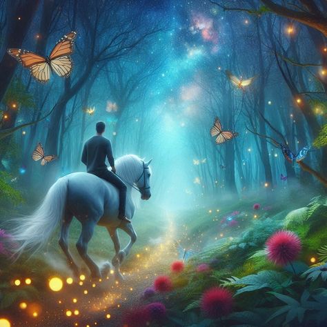 10 Biblical Meanings of Riding a Horse in a Dream Revealed Phoenix Images, Unicorn Artwork, Unicorn And Fairies, Riding A Horse, Fantasy Witch, Mystical Forest, Hidden Message, Fantasy Forest, Flower Art Images