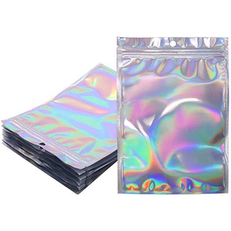 100 Pieces Resealable Smell Proof Bags Foil Pouch Bag Flat Storage Bag for Party Favor Food Storage : Amazon.co.uk: Stationery & Office Supplies Party Favor Food, Scentsy Pictures, Holographic Color, Gift Wrap Storage, Bic Pens, Candy Jewelry, Organization Gifts, Food Storage Bags, Gelang Manik