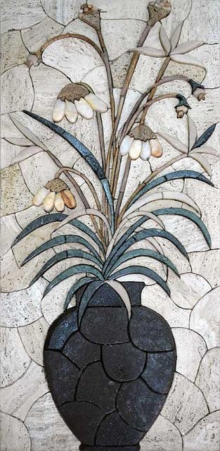 MP129 by Phoenician Arts, via Flickr Floral Mosaic Tile, Pot Of Flowers, Mosaic Stepping Stone, Tree Mosaic, Mosaic Pots, Mosaic Flower Pots, Glass Window Art, Mosaic Art Projects, Floral Mosaic