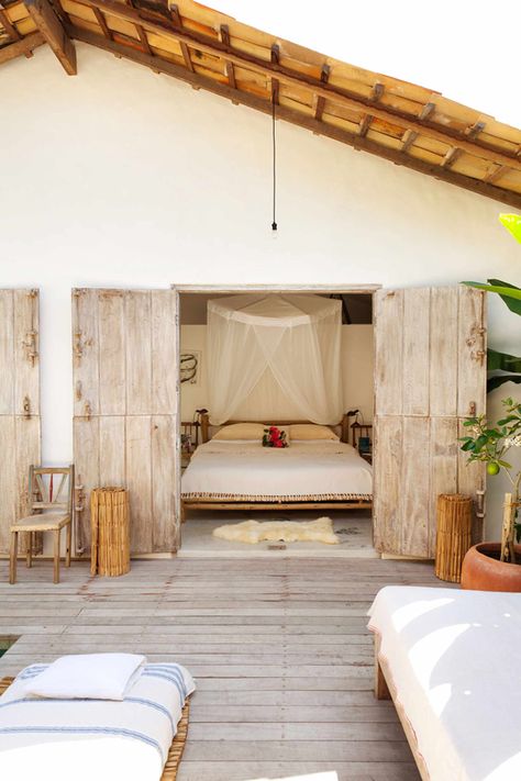 Rustic Brazilian Beach House Tropical Beach House Design, Tropical Beach Houses, Glass Doors Interior, Surf House, Tropical House, Beach House Design, Beach Bungalows, Coastal Homes, Beach House Decor