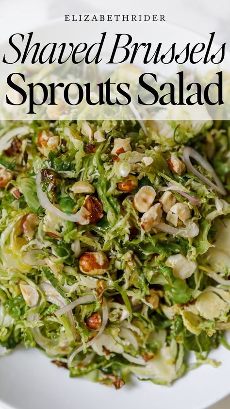 This shaved Brussels sprouts salad is my current favorite way to eat Brussels sprouts.It’s loaded with flavor, texture, and good nutrition. Plus, it’s simple to make!Brussels sprouts are in-season in the wintertime in the US, making this a great salad to make during the cooler months.#BrusselsSproutsSaladRecipe #ShavedBrusselsSproutsSalad #LemonShallotDressing #HealthyBrusselsSproutsRecipe #EasyShavedBrusselsSproutsSalad Balanced Lunch, Brussel Sprout Salad Recipes, Crispy Brussels Sprouts, Brussels Sprout Salad, Brussels Sprouts Salad, Side Salad Recipes, Sprout Salad, Sprouts Salad, Brussels Sprout