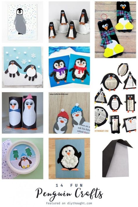 14 Fun Penguin Crafts. Have a fun crafty time with these amazing penguin crafts. There is something here for kids of all ages! Penguin Art Projects For Kids, Penguin Ornaments Diy, Penguin Crafts For Toddlers, Ornaments Diy For Kids, Penguin Crafts For Kids, Diy Penguin Crafts, Origami Penguin, Penguin Crafts, Penguin Craft