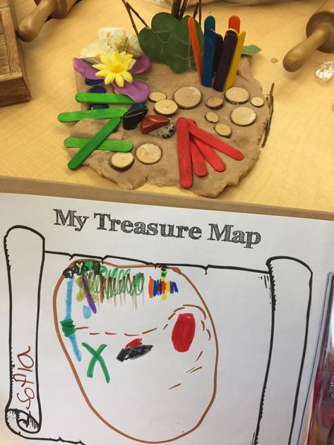 Playdough Provocations: "My Treasure Map" (free printable; from The Curious Kindergarten) Treasure Maps For Kids, Walker Learning, Pirate Week, Pirates And Mermaids, Emergent Curriculum, Welcome To Kindergarten, Pirate Activities, Map Activities, Map Skills