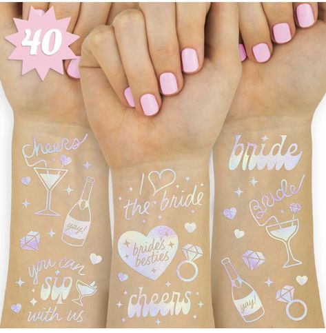 xo, Fetti Cheers Bachelorette Temporary Tattoos - 40 Iridescent Styles | Bachelorette Party Decoration, Bridesmaid Favor + Bride To Be Bachelorette Party Tattoos, Cheer Decorations, Bach Party Decorations, Bachelorette Temporary Tattoos, Bachelorette Party Tattoo, Bachelorette Party Items, Bachelorette Party Decoration, Bachelorette Tattoos, Party Tattoos