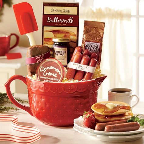 Breakfast Batter Bowl Gift | Swiss Colony Mixing Bowl Gift Basket, Pancake Gift Basket, Holiday Morning Breakfast, Baking Gift Basket, Pancakes Gift, Breakfast Gift Basket, Bbq Party Food, 40 Gifts, Breakfast Basket