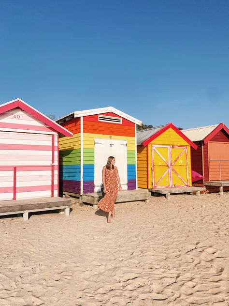 Colourful bathing boxes in Brighton Beach, Australia Brighton Beach, Beach Australia, Park Slide, Brighton, Beach Mat, Melbourne, Bali, Outdoor Blanket, Australia