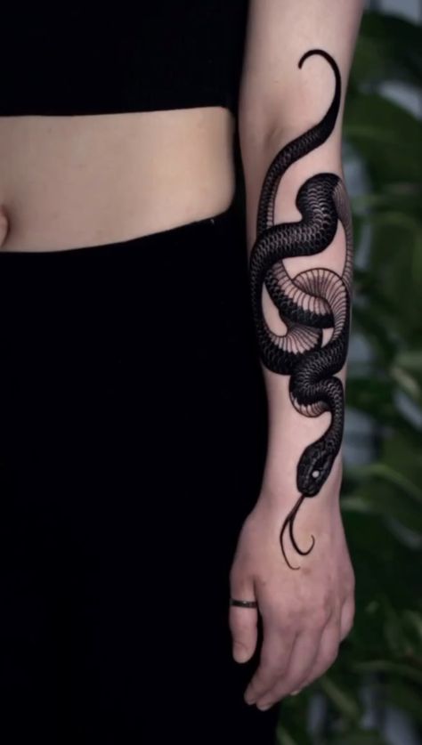 Arm Tattoo Snake, Snake Tattoo Sleeve, Black Snake Tattoo, Around Arm Tattoo, Tattoo Snake, Snake Tattoo Design, Tattoo Arm, Black Tattoo, Elephant Tattoos