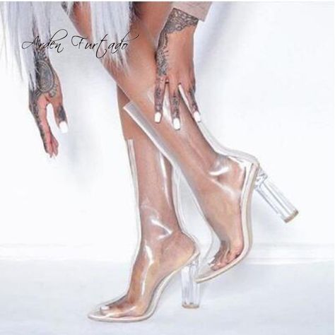 Clear Boots, High Heel Stiefel, Clear Shoes, Super High Heels, Thick Heel, Fitness Watch, Thick Heels, Eyewear Fashion, Shoe Style