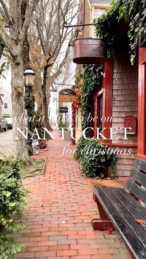 greyladygirl on Instagram: a little taste of nantucket at Christmas time 🎄 #nantucket #cozychristmas #christmasdecor #ack Christmas In Nantucket, Nantucket Christmas, Nantucket Aesthetic, Tiny House Village, Cedar Shakes, White Picket Fence, Christmas Things, Marthas Vineyard, Red Bricks