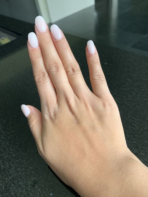 Rounded Milky White Nails, Dip Round Nails, Round Dip Powder Nails, Sns White Nails, Round Dip Nails, Short Round Dip Nails, Long Round Nails, Long White Nails, Ivory Nails