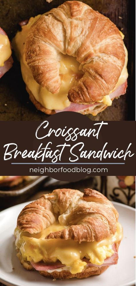 Baked Breakfast Sandwich, Croissant Breakfast Sandwiches, Croissant Sandwiches, Soft Scrambled Eggs, Crescent Breakfast, Croissant Breakfast Sandwich, Overnight Chia Pudding, Breakfast Croissant, Baked Breakfast