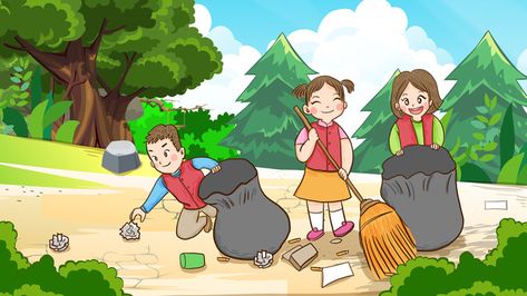 international volunteer day,volunteer,forest,clean,picking up trash,waste paper,love,contribution Cleaning Drawing, International Volunteer, Forest Drawing, Drawing Competition, Forest Illustration, Font Illustration, Poster Drawing, Graphic Design Background Templates, Preschool Learning Activities