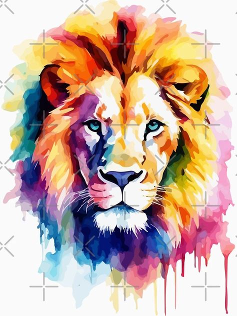 "Colorful lion Watercolor" Classic T-Shirt for Sale by Grypis | Redbubble Lion Watercolor, Lion Tshirt, Water Colours, Watercolor Stickers, Lion Art, Paint And Sip, Animal Stickers, Animal Tshirt, Animal Shirts