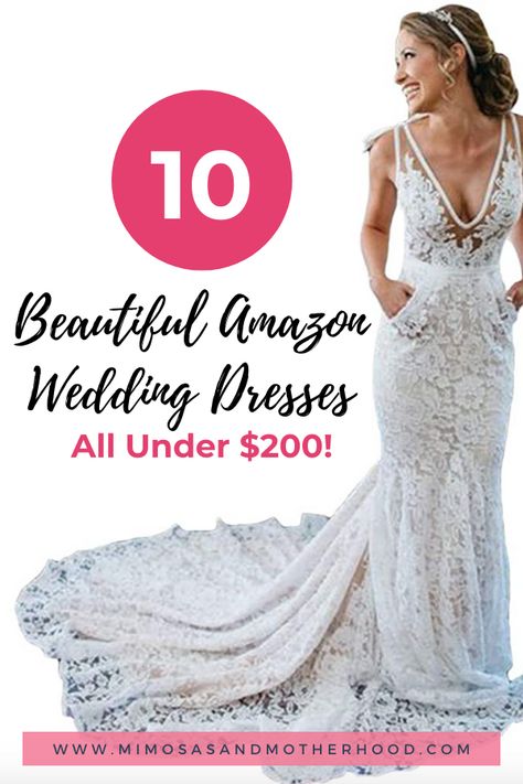 If you’re looking for a beautiful dress at a great price, and love the fast shipping and easy return policy of Amazon, an Amazon wedding dress might be a great option! Plus all of these are under $200! #weddingdress #amazonweddingdress #affordableweddingdresses Amazon Wedding Dress, Sensory Bags For Babies, Wedding Renewal Dress, Baby Sensory Bags, Wedding Dresses Amazon, Wedding Dresses Under 500, Cheap Lace Wedding Dresses, Wedding Dresses Under 100, Dresses On Amazon