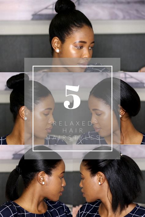 5 easy hairstyles for relaxed hair. I created these Relaxed hairstyles on my medium length relaxed hair. This hairstyle is suitable for black girls and black women. Permed Hairstyles Medium Black Women, Styles For Relaxed Black Hair, Relax Hair Styles For Black Women, Low Maintence Hairstyles For Black Women, Updos For Relaxed Black Hair, Medium Length Hair For Black Women, Relaxed Hair Hairstyles Medium Updos, Hairstyles For Black Women Relaxed Hair, Relaxed Hair Styling Ideas