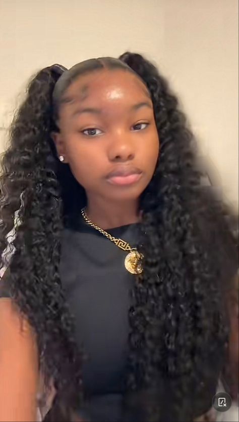 22 Inch Wet And Wavy Wig, Half Up Half Down Buns Hair Black Women, Hairstyles To Do With Curly Wig, Skick Ponytail, Sew In With Two Ponytails, Quick Weave Hairstyles Organique, Cute Hairstyles For Your 12 Birthday, Picture Day Hairstyles Black Women, Curly Pony Tailed Hairstyle Black Women