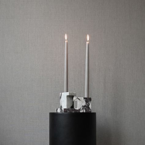 Inspired by architectural building components, the Brick Candle Holders is made of exquisite solid marble, elegantly carved in sharp geometric shapes. #101cph #101copenhagen #candleholder #candles #candlelight #tableware #candlelover #tabledecor #candle #candlesofpinterest #homedecor #japandi #wabisabi #scandinavianstyle #nordicliving #homedecorinterior #interiordesign Brick Candle Holder, Architectural Composition, Building Components, 101 Copenhagen, Tall Candle Holders, Drop Lights, Calacatta Marble, Sculptural Object, Pendant Ceiling Lamp