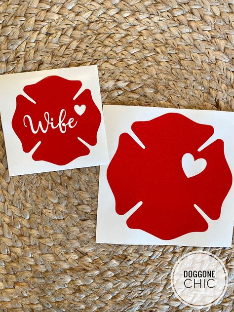 Firefighter maltese cross vinyl decal / firefighter wife / my heart belongs to a firefighter / firefighter girlfriend /firefighter car decal Firefighter Maltese Cross, Firefighter Wife Shirt, Firefighter Decals, Firefighter Girlfriend, Fire Wife, Baby Milestone Photos, Cricut Air, Heart Decals, Vinyl Stickers Laptop