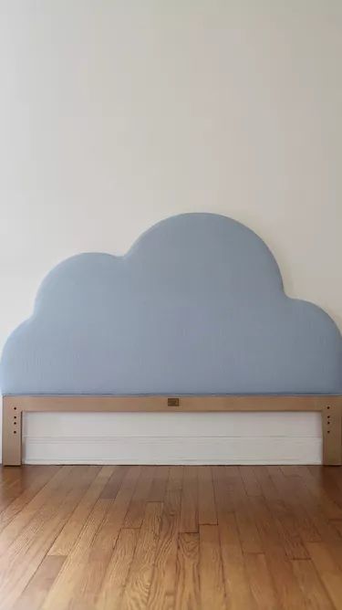 Danish Pastel Headboard, Bed Headboard Kid, Headboard Ideas On Wall, Diy Sherpa Headboard, Fun Kids Headboards, Diy Cloud Headboard, Mock Headboard Ideas, Diy Twin Headboard For Girls Kids, Diy Funky Headboard