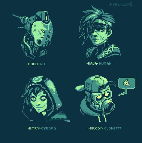 People Pixel Art, 8 Bit Art Character, Pixel Art Styles, Pixel Art Characters Top Down, Pixel Game Art, Pixel Art Reference, Pixel Art Limited Palette, Pixel Art Character Portrait, Cyberpunk Pixel Art