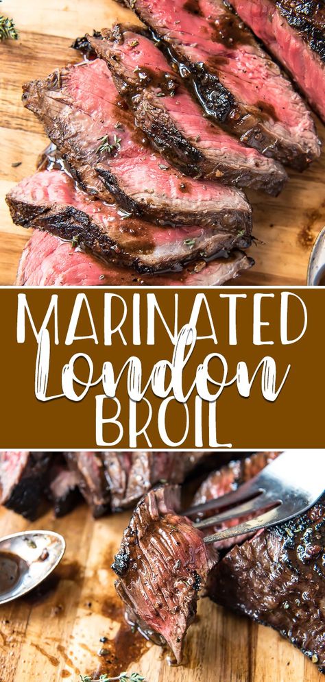 The secret to this insanely flavorful and tender Marinated London Broil is all in the timing! A day's worth of soaking in a simple balsamic & wine marinade rewards you with a delicious dinner that's versatile and ready in no time. Marinated London Broil, London Broil Marinade, Fruit Oatmeal, Wine Marinade, Grill Dessert, London Broil Recipes, Sugar Fruit, Spring Food, Meat Marinade