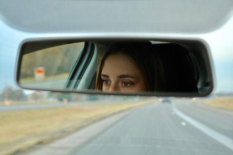 𝑺𝒉𝒆𝒍𝒃𝒚 on Instagram: “Never looking back.” Rear view mirror / eyes photoshoot Eyes Photoshoot, Mirror Eyes, Out Of The Car Window Photography, Car Mirror Reflection Painting, Looking In Rear View Mirror, Broken Rear View Mirror, Sunset In Rearview Mirror, Car Scene, Car Camera