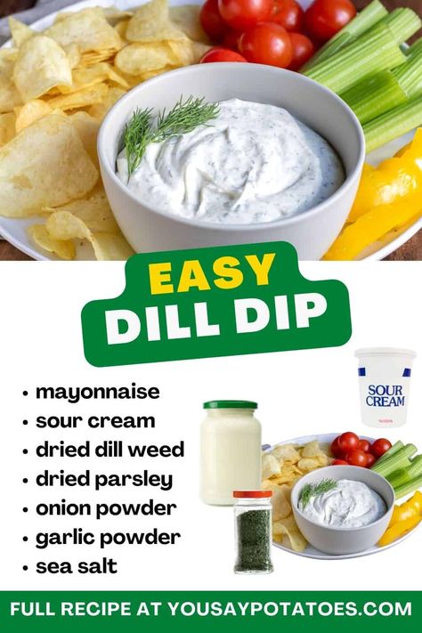 Easy Dill Dip, Dill Dip Recipe, Dill Pickle Dip Recipe, Pickle Dip Recipe, Dill Dip Recipes, Veggie Dip Recipe, Dill Pickle Dip, Ranch Dip Recipe, Dill Recipes