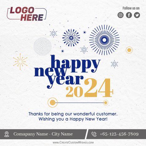 Create New Year 2024 Wishes with your Business Details Happy New Year Corporate, Business New Year Wishes, Style Thigh High Boots, New Year Logo, New Year Wishes Images, Amazing Experiences, Corporate Profile, Happy New Year Design, New Year Message